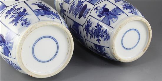 A pair of Chinese blue and white baluster vases, 19th century, 40.5cm